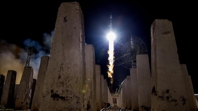 Russia's Soyuz MS-13 spacecraft carrying the members of the International Space Station (ISS) expedition is seen. Russia's Soyuz MS-13 spacecraft carrying the members of the International Space Station (ISS) expedition is seen.