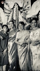 Kajol celebrating Durga Puja with family. Kajol celebrating Durga Puja with family. 