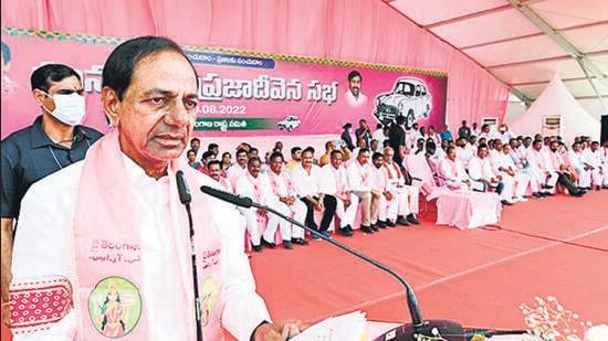 The TRS has not announced its candidate for Munugode assembly bypoll, as party president and chief minister K Chandrasekhar Rao (KCR) is busy making preparations for the launch of a national party . (ANI) The TRS has not announced its candidate for Munugode assembly bypoll, as party president and chief minister K Chandrasekhar Rao (KCR) is busy making preparations for the launch of a national party . (ANI)