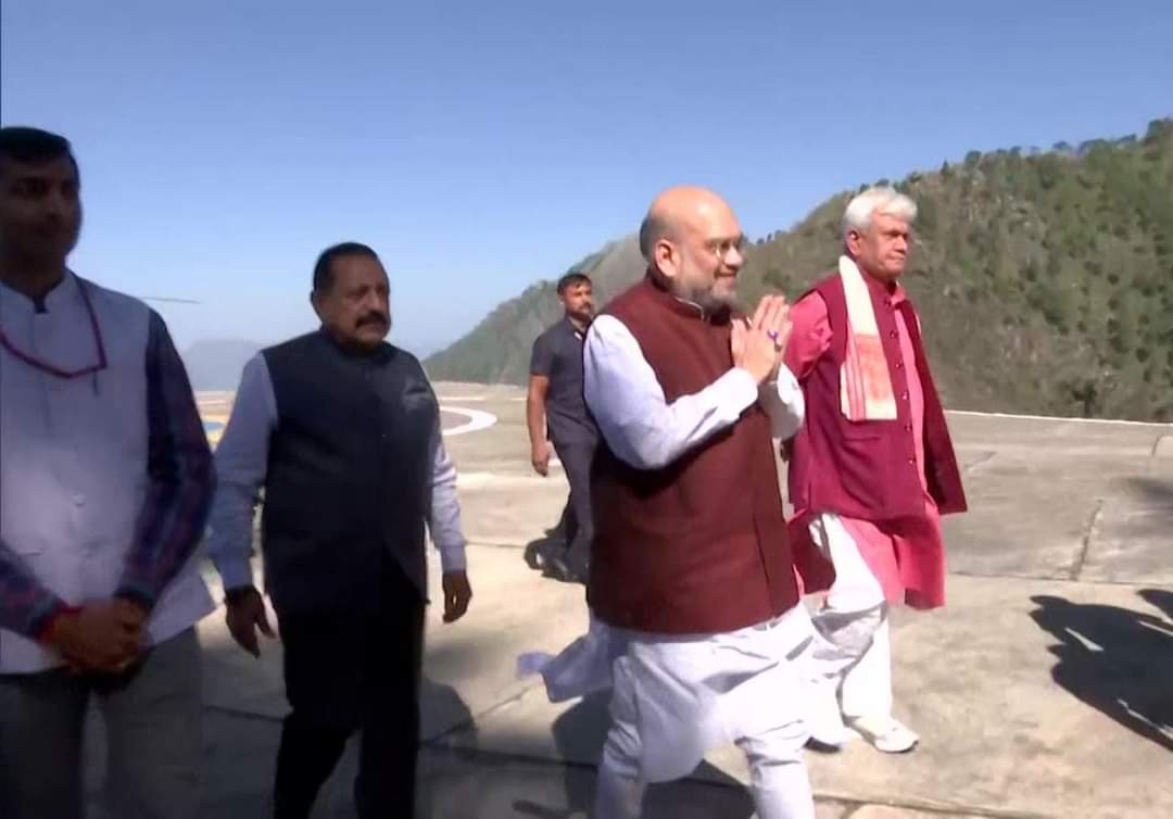 Union home minister Amit Shah offered his prayers at the Vaishno Devi shrine in Katra, Jammu and Kashmir, on Tuesday.