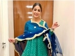 Hina Khan wraps up Maha Navami festivities in an anarkali suit(Instagram/@realhinakhan) Hina Khan wraps up Maha Navami festivities in an anarkali suit(Instagram/@realhinakhan)