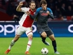 &nbsp;Ajax Amsterdam's Daley Blind in action with Napoli's Alessandro Zanoli&nbsp;