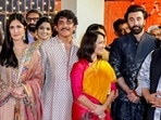Ranbir Kapoor, Katrina Kaif, and Nagarjuna with other guests at Kalyanaraman family's Navratri party. Ranbir Kapoor, Katrina Kaif, and Nagarjuna with other guests at Kalyanaraman family's Navratri party.
