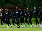 Chelsea players during training.