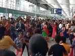 Netizens demanded a celebration representing Karnataka culture and claimed that Garbha was from north India. Netizens demanded a celebration representing Karnataka culture and claimed that Garbha was from north India.