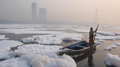 The polluted waters of the Yamuna river. (Biplov Bhuyan/HT Archive) The polluted waters of the Yamuna river. (Biplov Bhuyan/HT Archive)