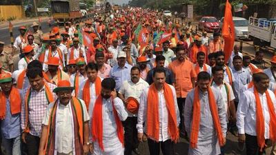 BJP workers during a rally in 2018 in Karnataka. (HT File) BJP workers during a rally in 2018 in Karnataka. (HT File)