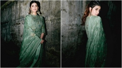 Sanjana Sanghi is celebrating Navratri in style. A day back, the actor attended a Navratri Utsav in an ethnic ensemble. She shared a few snippets of her look for the day on her Instagram profile, and they are giving us all kinds of festive fashion inspo. The actor decked up in pastel shades and pushed the fashion bar higher for us, yet again. (Instagram/@sanjanasanghi96) Sanjana Sanghi is celebrating Navratri in style. A day back, the actor attended a Navratri Utsav in an ethnic ensemble. She shared a few snippets of her look for the day on her Instagram profile, and they are giving us all kinds of festive fashion inspo. The actor decked up in pastel shades and pushed the fashion bar higher for us, yet again. (Instagram/@sanjanasanghi96)