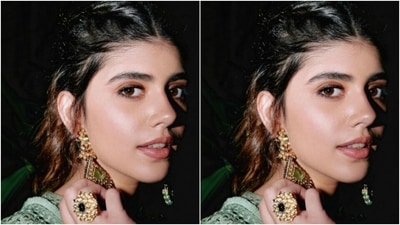 Sanjana played muse to fashion designer Archana Jaju and picked a pastel green ethnic ensemble for the event. (Instagram/@sanjanasanghi96) Sanjana played muse to fashion designer Archana Jaju and picked a pastel green ethnic ensemble for the event. (Instagram/@sanjanasanghi96)