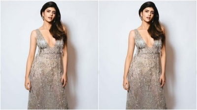 Sanjana’s festive fashion diaries are inspo for us. A few days back, the actor gave us perfect Navratri party fashion goals in a sleek long silver gown. (Instagram/@sanjanasanghi96) Sanjana’s festive fashion diaries are inspo for us. A few days back, the actor gave us perfect Navratri party fashion goals in a sleek long silver gown. (Instagram/@sanjanasanghi96)