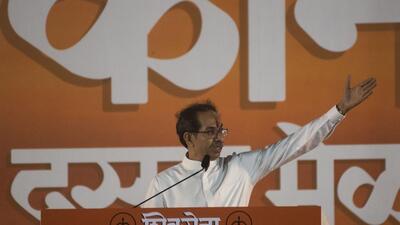 Mumbai, India - October 05, 2022: Shiv Sena chief Uddhav Thackeray addressing the gathering during Dusshera Rally, at Shivaji Park, Dadar, in Mumbai, India, on Wednesday, October 05, 2022. (Photo by Pratik Chorge/Hindustan Times) (Pratik Chorge/HT PHOTO) Mumbai, India - October 05, 2022: Shiv Sena chief Uddhav Thackeray addressing the gathering during Dusshera Rally, at Shivaji Park, Dadar, in Mumbai, India, on Wednesday, October 05, 2022. (Photo by Pratik Chorge/Hindustan Times) (Pratik Chorge/HT PHOTO)