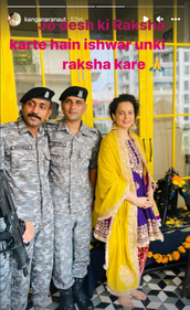 Kangana Ranaut with soldiers. Kangana Ranaut with soldiers.