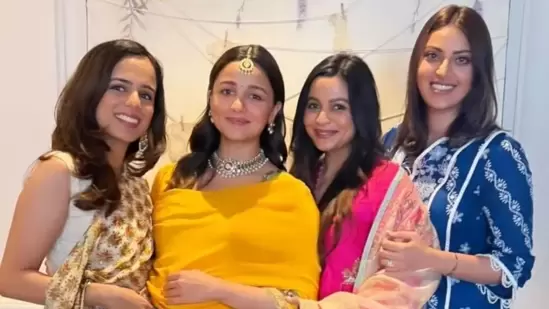 Alia Bhatt with Shaheen Bhatt and friends at her baby shower ceremony.