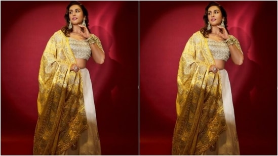 In silver statement earrings and open tresses styled in wavy curls, Huma looked festive-ready.(Instagram/@iamhumaq)