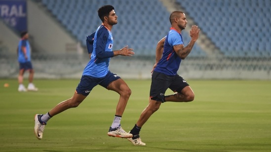 Captain Shikhar Dhawan and player Shubman Gill of the Indian cricket team in action during a practice session. The team is due to play the first match of the three match ODI series against South Africa here at the Atal Vihari Vajpayee Ekana cricket stadium in Lucknow&nbsp;(Deepak Gupta/ Hindustan Times)