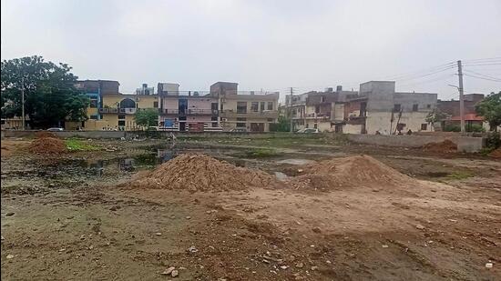 The councillor of Ward No. 14, which includes this undeveloped park in Dhanas, has spent only ₹2 lakh of the total ₹60 lakh ward development fund allocated till September. (HT Photo)