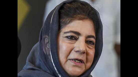 Former chief minister Mehbooba Mufti and Jammu and Kashmir Police engaged in a war of words on Wednesday as she accused the police of putting her under house arrest while the latter claimed she was free to go. (PTI file photo)