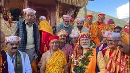 Prime Minister Narendra Modi participating in Kullu Dussehra celebrations at Dhalpur ground in Kullu on Wednesday. (HT Photo)