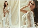 Mouni Roy celebrated her first Durga Puja this year after her marriage. The actor keeps never leaves an opportunity to wear traditional attire, especially sarees. For the occasion of Vijayadashami which was observed on October 5, the Brahmastra actor kept it simple yet elegant in a white sheer saree.(Instagram/@imouniroy) Mouni Roy celebrated her first Durga Puja this year after her marriage. The actor keeps never leaves an opportunity to wear traditional attire, especially sarees. For the occasion of Vijayadashami which was observed on October 5, the Brahmastra actor kept it simple yet elegant in a white sheer saree.(Instagram/@imouniroy)