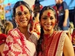 Kajol, Tanishaa Mukerji and Rani Mukerji at the Durga puja pandal. Kajol, Tanishaa Mukerji and Rani Mukerji at the Durga puja pandal.