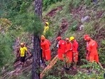 NDRF personnel shift the body of a victim during a search and rescue operation after a bus carrying members of a marriage party fell into a gorge, in Pauri Garhwal district, Wednesday. (PTI) NDRF personnel shift the body of a victim during a search and rescue operation after a bus carrying members of a marriage party fell into a gorge, in Pauri Garhwal district, Wednesday. (PTI)