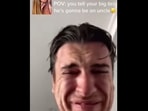 This man cried tears of joy after learning that he will become an uncle.(Instagram/@goodnews_movement) This man cried tears of joy after learning that he will become an uncle.(Instagram/@goodnews_movement)