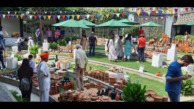 Terracotta exhibits crafted by artisans from across India are on display at this show in Delhi. Terracotta exhibits crafted by artisans from across India are on display at this show in Delhi.