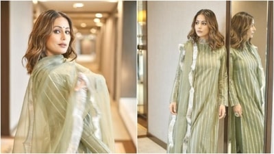 Hina Khan is on a spree of sharing snippets from her ethnic fashion diaries. The actor, who is an absolute fashionista, shared a slew of pictures from her best-dressed diaries on her Instagram profile on Thursday and drove our midweek blues away. Post-Navratri, Hina is celebrating the aftertaste of the festive season in an ethnic ensemble. (Instagram/@realhinakhan) Hina Khan is on a spree of sharing snippets from her ethnic fashion diaries. The actor, who is an absolute fashionista, shared a slew of pictures from her best-dressed diaries on her Instagram profile on Thursday and drove our midweek blues away. Post-Navratri, Hina is celebrating the aftertaste of the festive season in an ethnic ensemble. (Instagram/@realhinakhan)