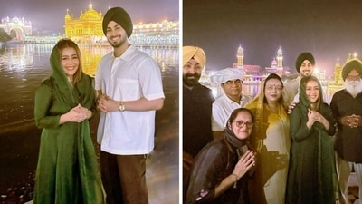 Neha Kakkar with parents Niti Kakkar and Rishikesh Kakkar, and husband Rohanpreet Singh, and his parents Gurinder Pal Singh and Daljeet Singh at Golden temple. Neha Kakkar with parents Niti Kakkar and Rishikesh Kakkar, and husband Rohanpreet Singh, and his parents Gurinder Pal Singh and Daljeet Singh at Golden temple. 