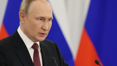 Russia-Ukraine War: Russian President Vladimir Putin speaks during a ceremony. (AP)