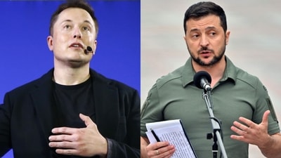 Billionaire Elon Musk and Ukrainian President Volodymyr Zelensky (file)