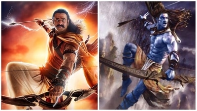 Prabhas on Adipurush poster and an artwork that matches a bit.