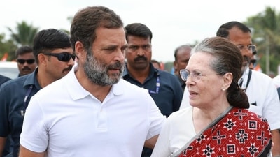 Congress leader Sonia Gandhi with son Rahul Gandhi during ‘Bharat Jodo Yatra’ in Karnataka's Mandya district. (Twitter/@INCIndia) Congress leader Sonia Gandhi with son Rahul Gandhi during ‘Bharat Jodo Yatra’ in Karnataka's Mandya district. (Twitter/@INCIndia)