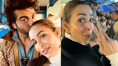 Arjun Kapoor and Malaika Arora at at Stamford Bridge stadium in London. Arjun Kapoor and Malaika Arora at at Stamford Bridge stadium in London.