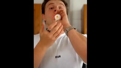 The man demonstrates how to peel an egg in a very unique way. (Instagram/@maxoklymenko) The man demonstrates how to peel an egg in a very unique way. (Instagram/@maxoklymenko)