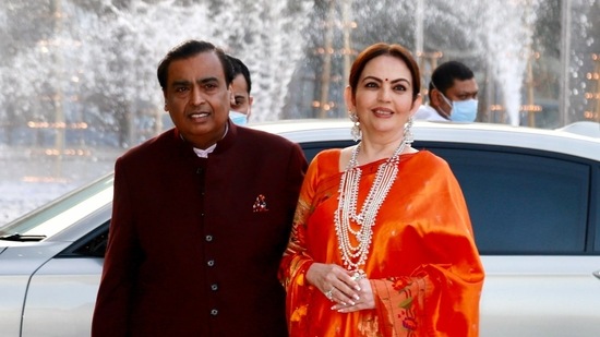Industrialist Mukesh Ambani with his wife Nita Ambani.(ANI file) Industrialist Mukesh Ambani with his wife Nita Ambani.(ANI file)