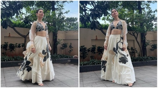 Tamannaah Bhatia is a big-time fashionista who always manages to drop jaws with her sartorial fashion choices. She was recently spotted dropping jaws in a contemporary ivory lehenga set worth <span class='webrupee'>₹</span>58,500.(Instagram/@stylebyami)