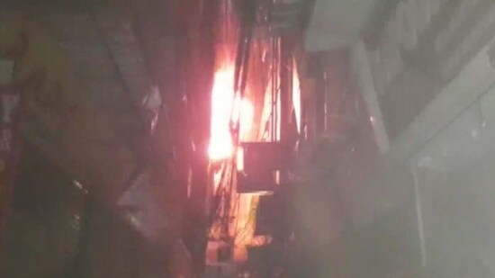 Reports indicate that the fire began at the shop in Nehru Lane where most garments and hosiery outlets are located.(ANI)