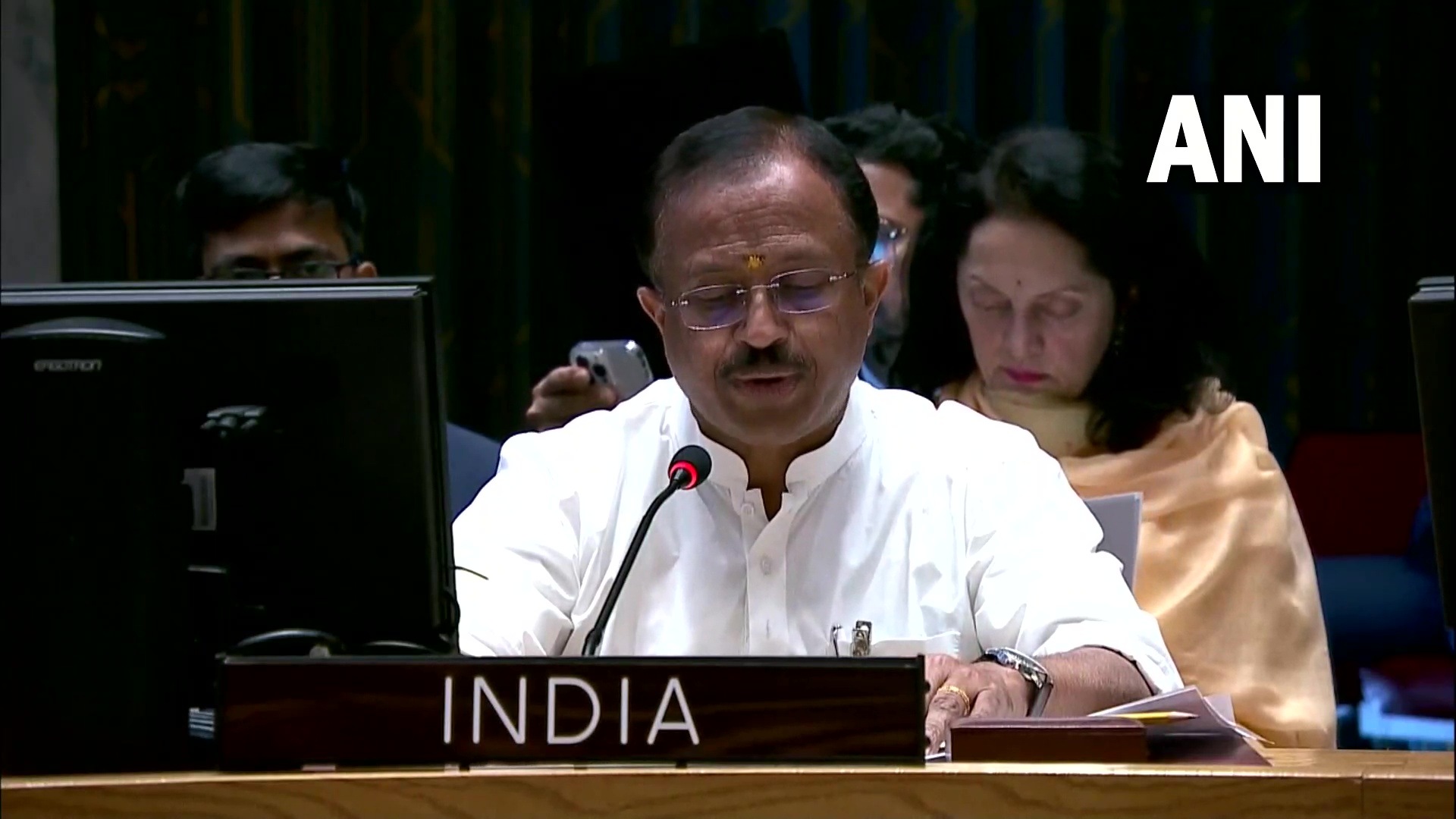 Minister of state for external affairs V Muraleedharan speaks at the UNSC on Thursday. Minister of state for external affairs V Muraleedharan speaks at the UNSC on Thursday.