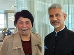 External affairs minister S Jaishankar meets with New Zealand foreign minister Nanaia Mahuta. (S Jaishankar/Twitter)