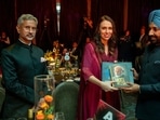 Prime Minister of New Zealand Jacinda Ardern and NID Foundation chief patron Satnam Singh Sandhu unveiled two booksin New Zealand. (HT Photo) Prime Minister of New Zealand Jacinda Ardern and NID Foundation chief patron Satnam Singh Sandhu unveiled two booksin New Zealand. (HT Photo)