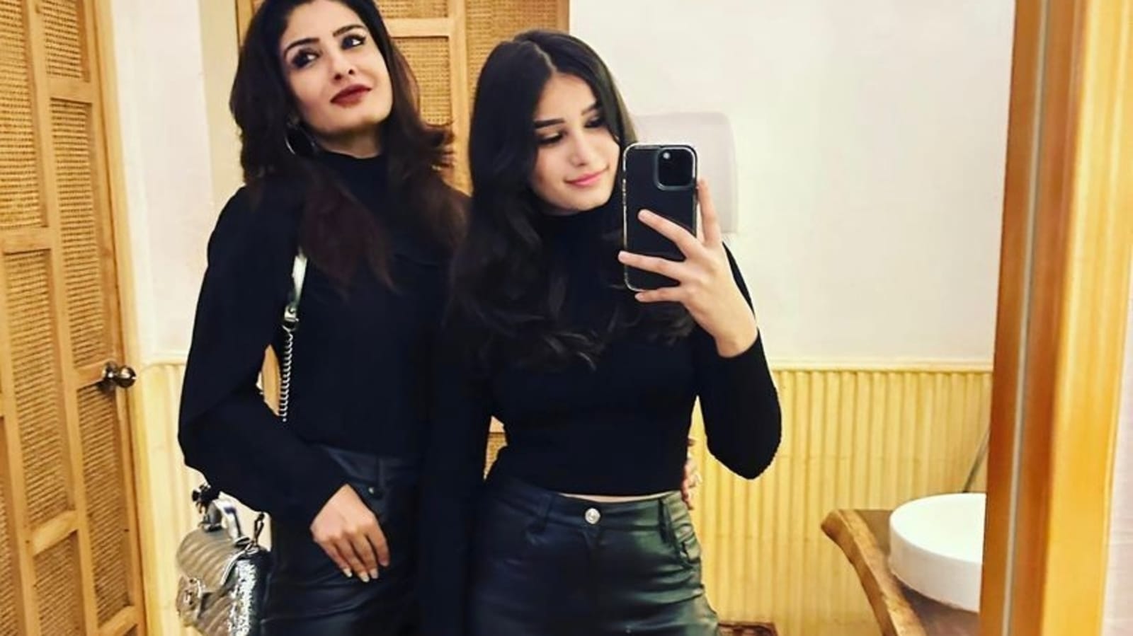 Raveena Tandon twins with daughter Rasha Thadani in black in new pic ...