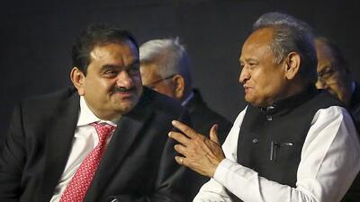 Jaipur: Rajashtan chief minister Ashok Gehlot and Adani Group chairman Gautam Adani during the Invest Rajasthan Summit 2022, in Jaipur on Friday. (PTI) Jaipur: Rajashtan chief minister Ashok Gehlot and Adani Group chairman Gautam Adani during the Invest Rajasthan Summit 2022, in Jaipur on Friday. (PTI)