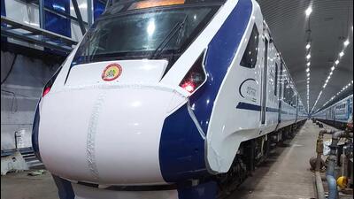 Mumbai Central-Gandhinagar Vande Bharat Express train after its nose cone was replaced by railway authorities, in Mumbai, Friday. The nose of the newly-launched train had suffered damage after it hit a herd of buffaloes near Ahmedabad on Thursday. (PTI) Mumbai Central-Gandhinagar Vande Bharat Express train after its nose cone was replaced by railway authorities, in Mumbai, Friday. The nose of the newly-launched train had suffered damage after it hit a herd of buffaloes near Ahmedabad on Thursday. (PTI)