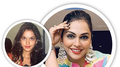 Isha Koppikar at 22 (left) and at 46 (right) Isha Koppikar at 22 (left) and at 46 (right)