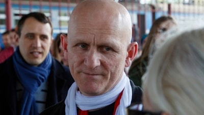 Belarusian human rights advocate Ales Bialiatski is welcomed by his supporters at a railway terminal in Minsk. (AP file) Belarusian human rights advocate Ales Bialiatski is welcomed by his supporters at a railway terminal in Minsk. (AP file)