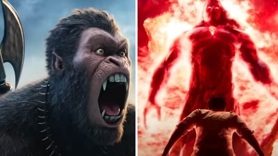 Stills from Adipurush teaser (left) and Brahmastra trailer (right). Stills from Adipurush teaser (left) and Brahmastra trailer (right). 