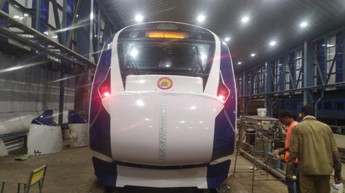 The Vande Bharat train after being repaired on Thursday. The Vande Bharat train after being repaired on Thursday. 