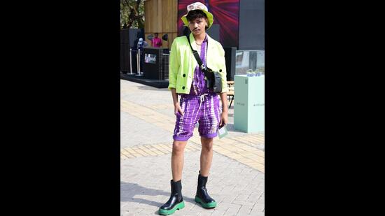 Attendee of the Lakmé Fashion Week 2022 in a street style outfit (Photo: Manish Rajput/HT)