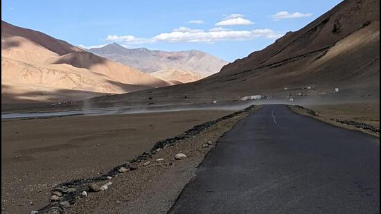 In the Chumathang desert in Ladakh. (Percy Bharucha) In the Chumathang desert in Ladakh. (Percy Bharucha)